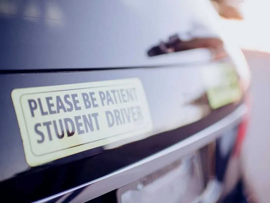 Please be patient, student driver magnet on a lesson car